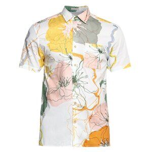Ted Baker Abstract Floral Print ShortSleeve Linen Shirt- XXL